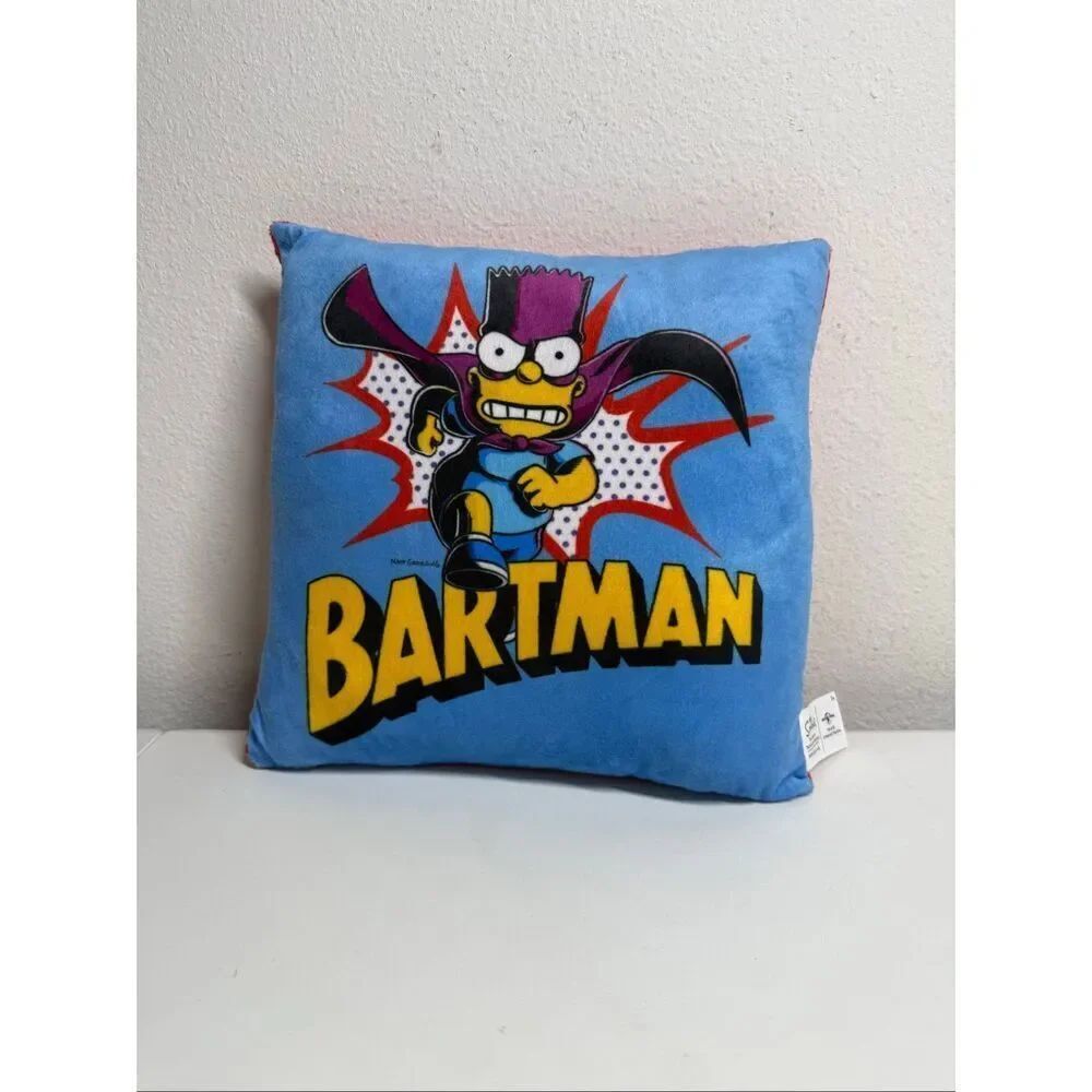 Universal Studios Bart Simpson Bartman Pillow The Simpsons NWOT 12” x 12”